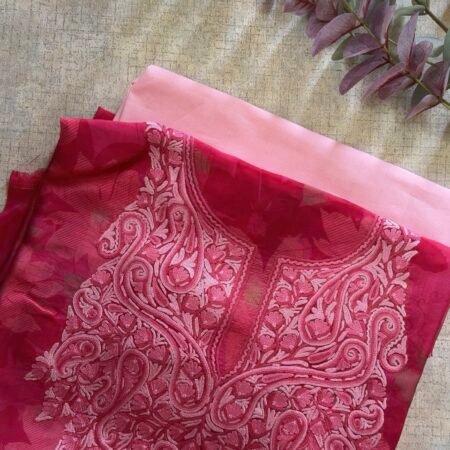 Printed organza with Hand Ari embriodery